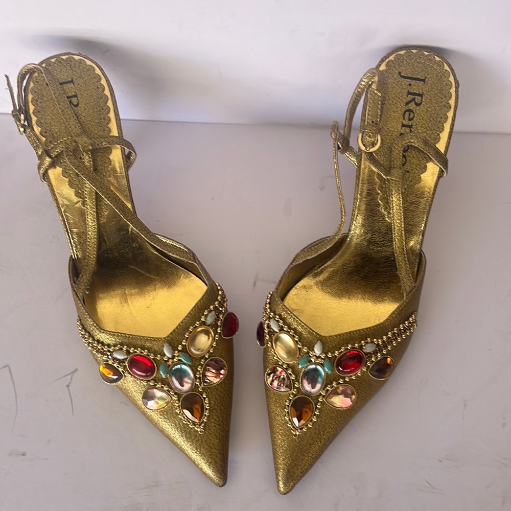 Vintage J Renee gold  jeweled heels
